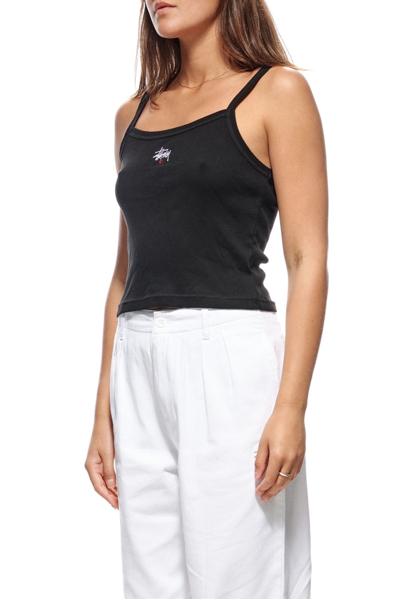 Black Stussy Graffiti Rib Women's Singlets | USA000716