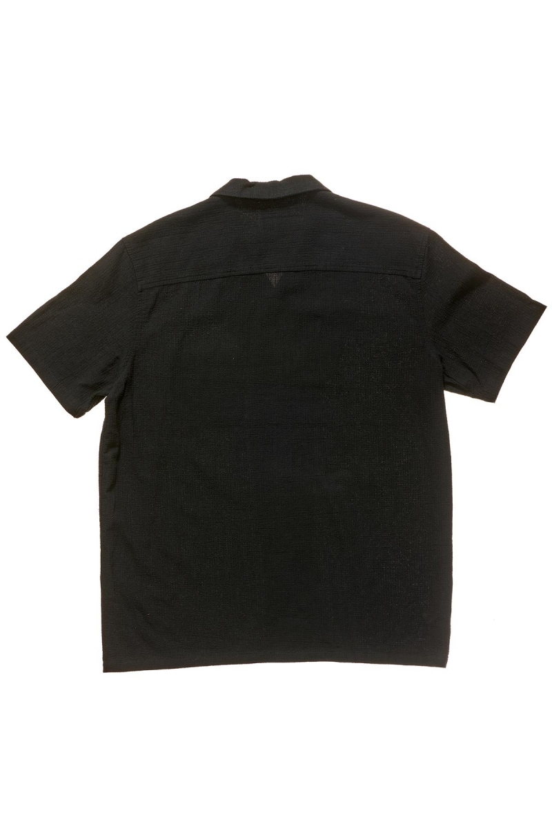 Black Stussy Grid Seersucker Men's Shirts | USA000311