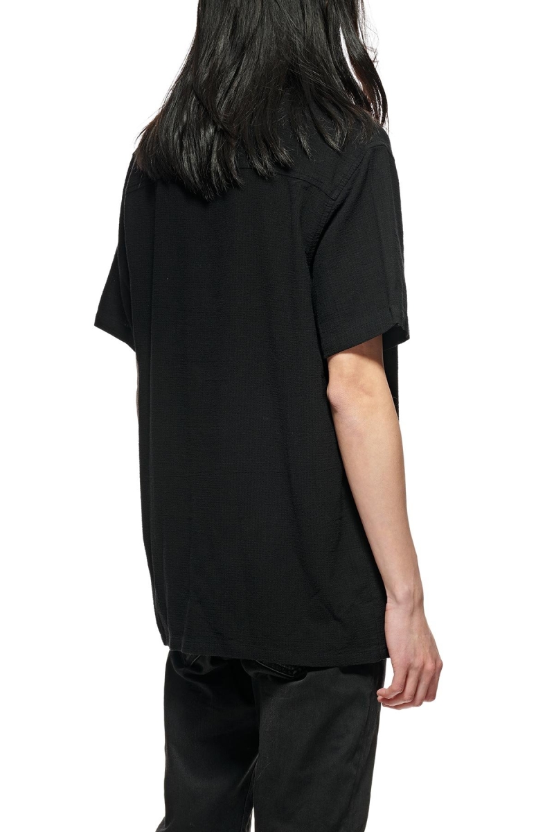 Black Stussy Grid Seersucker Men's Shirts | USA000311