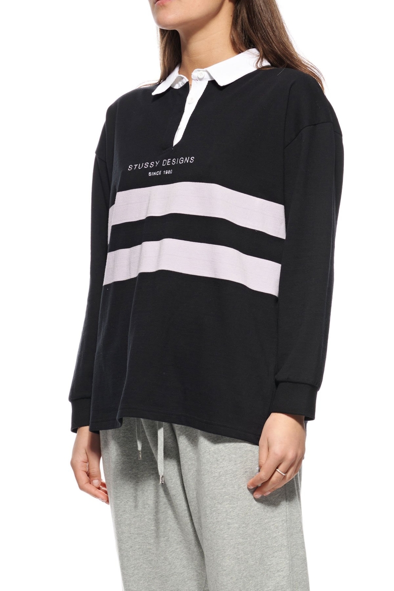 Black Stussy Howard Rugby Women's Sweatshirts | USA000928