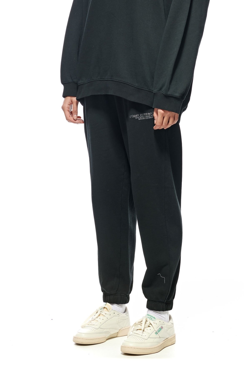 Black Stussy INT. Embroidered Women's Track Pants | USA000985