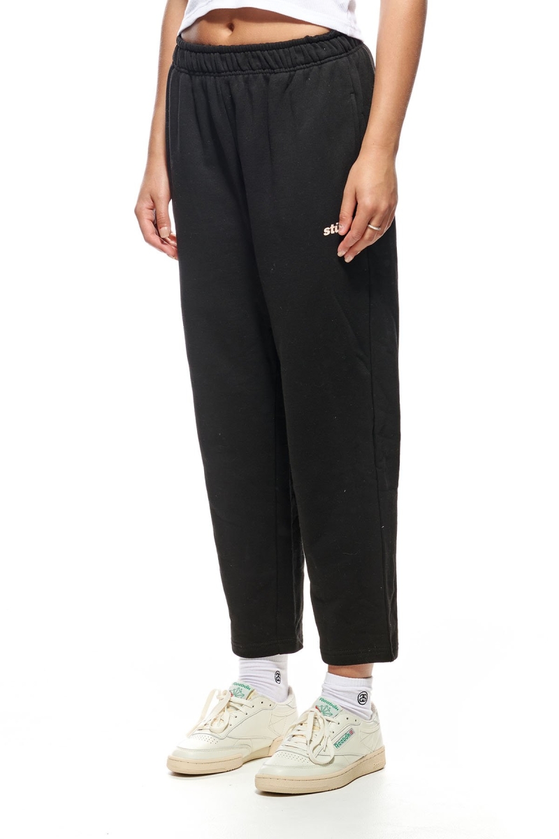 Black Stussy Italic Crop Sweat Women's Pants | USA000562