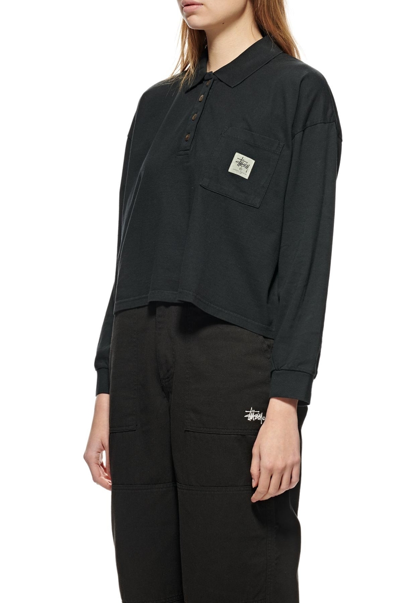 Black Stussy Jensen Relaxed Rubgy Women's Shirts | USA000315