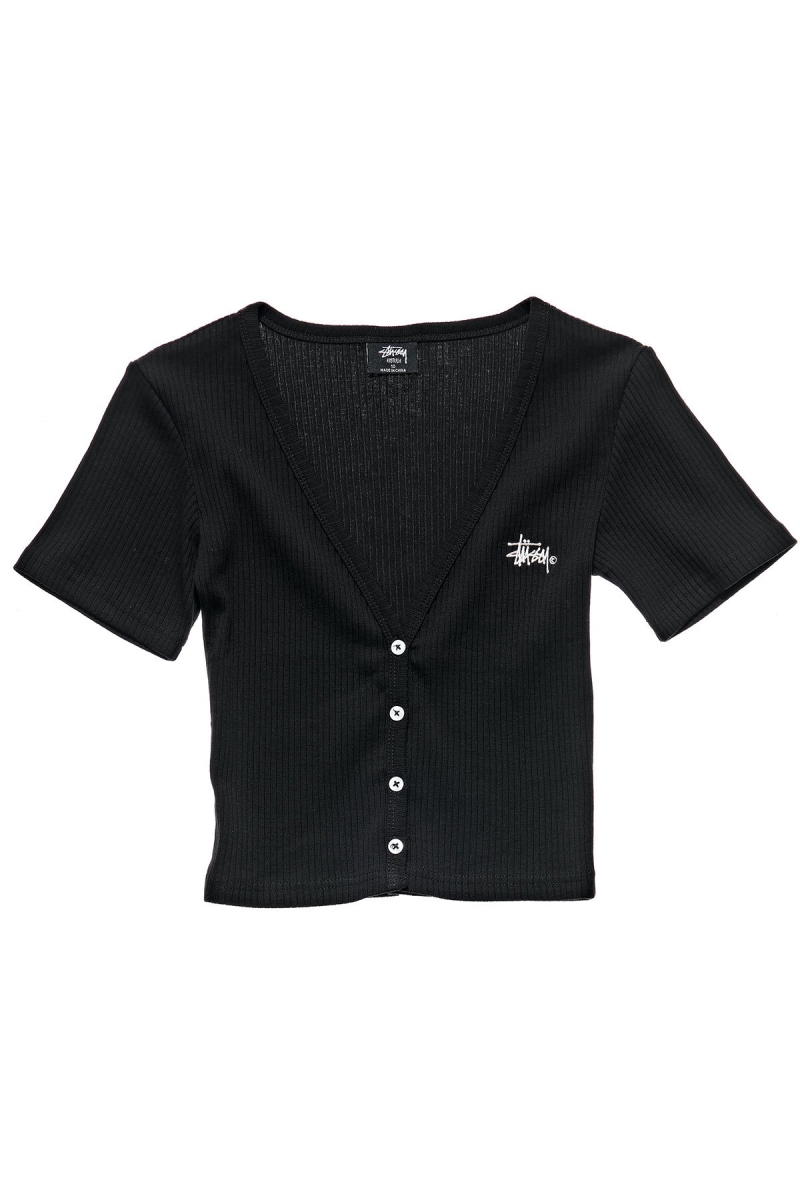 Black Stussy Margot Button Up Women\'s Sweatshirts | USA000936