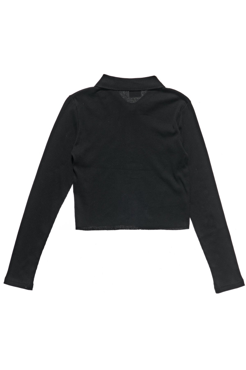 Black Stussy Markham Rib LS Shirt Women's Sweatshirts | USA000938