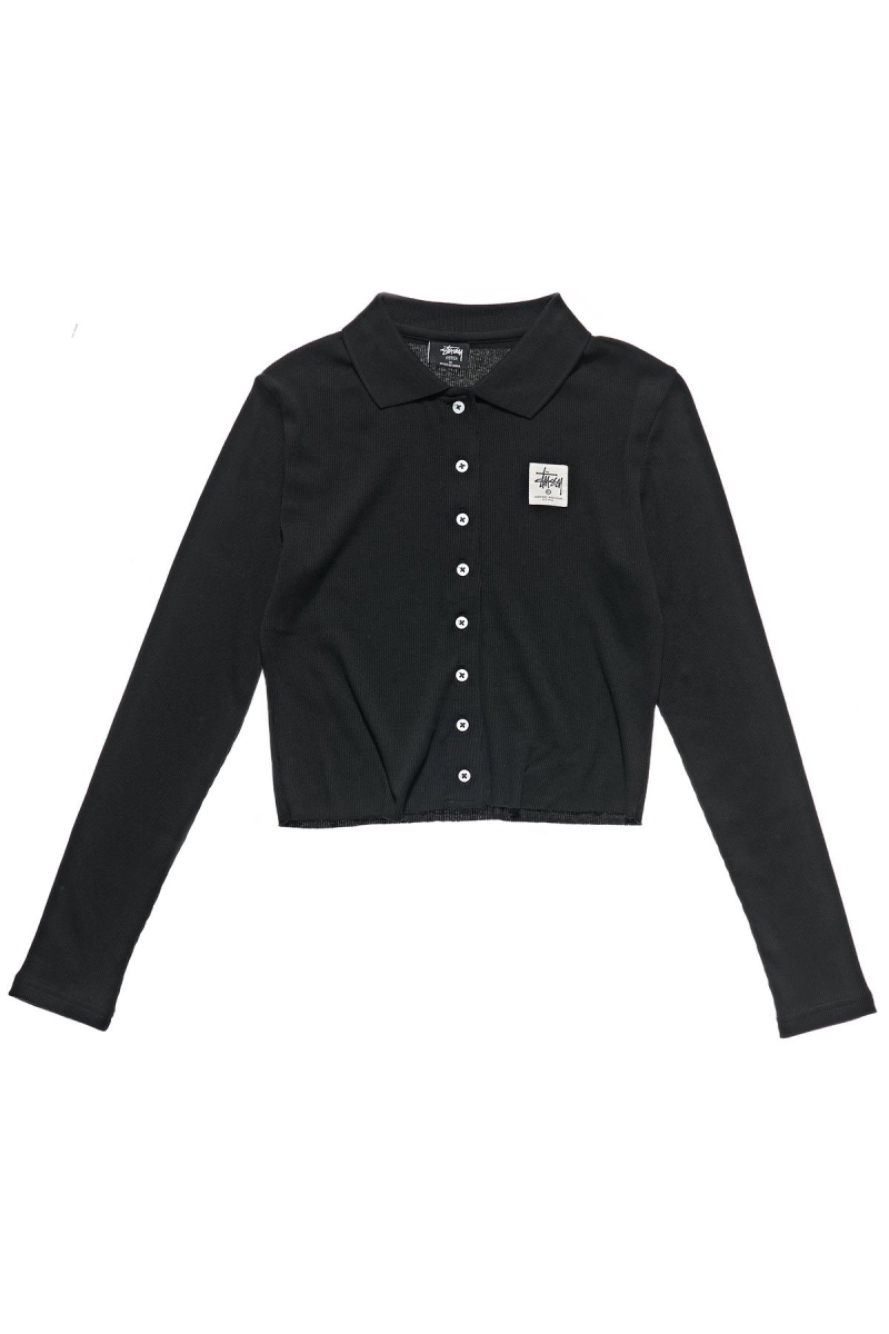 Black Stussy Markham Rib LS Shirt Women\'s Sweatshirts | USA000938