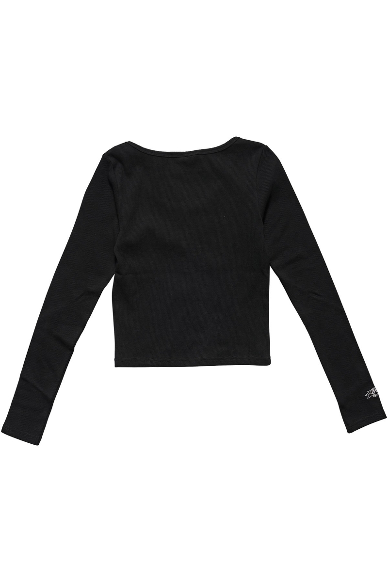 Black Stussy Mission Rib Button Through Women's Sweatshirts | USA000942