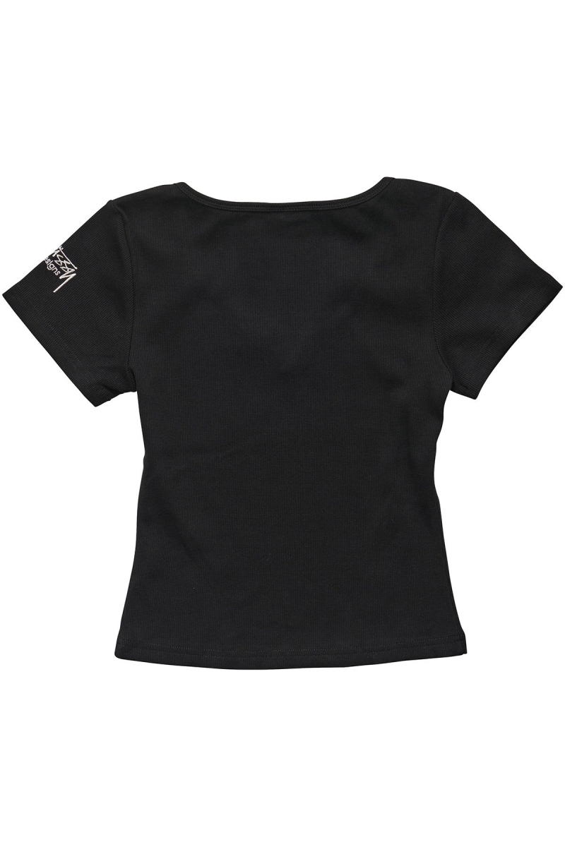 Black Stussy Mission Rib Insert Women's T Shirts | USA000244