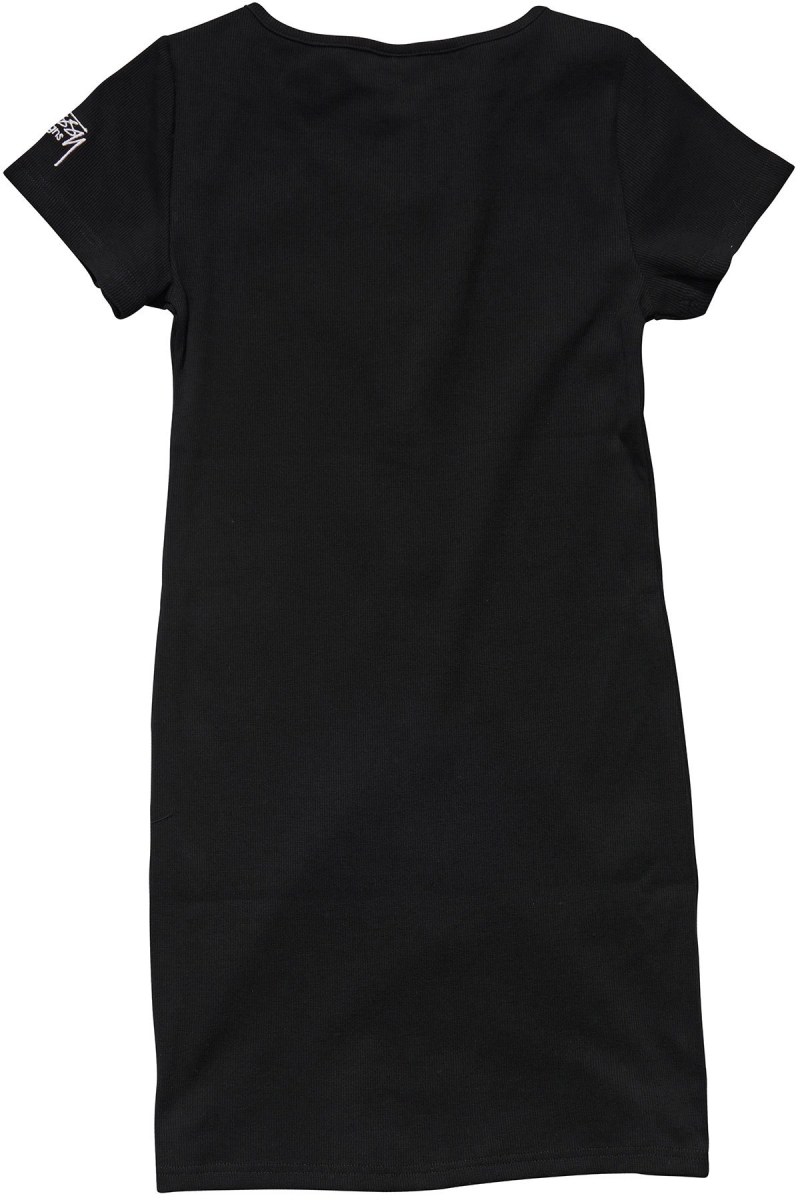 Black Stussy Mission Rib Tee Women's Dress | USA000515