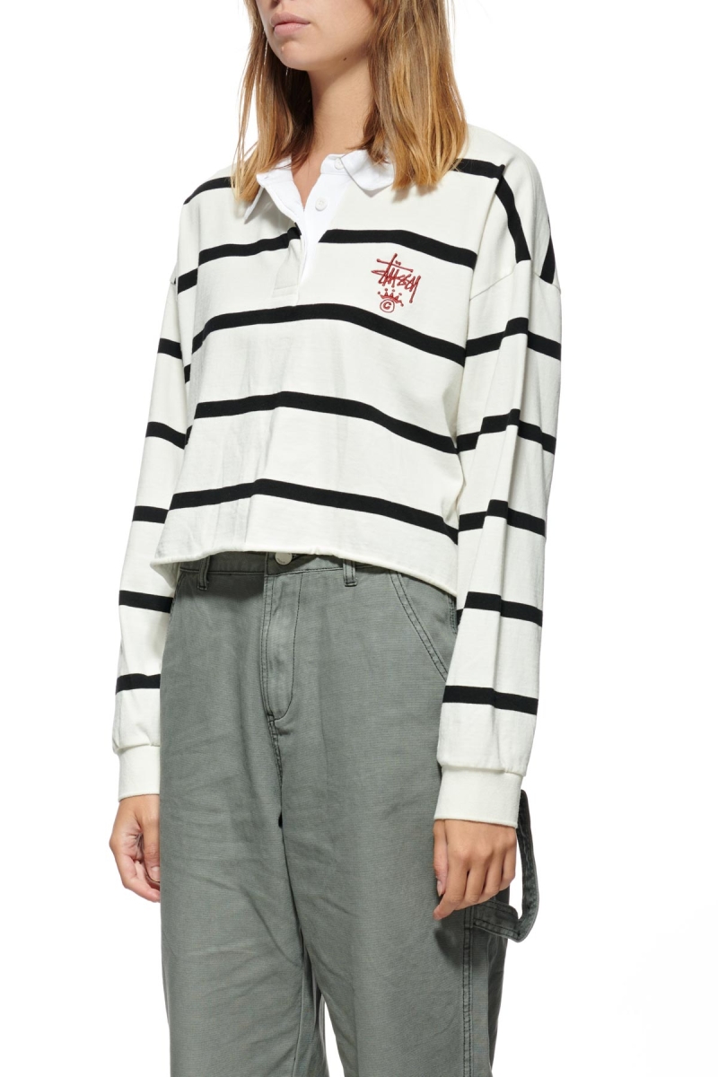 Black Stussy Monaco Stripe Rugby Women's Shirts | USA000326