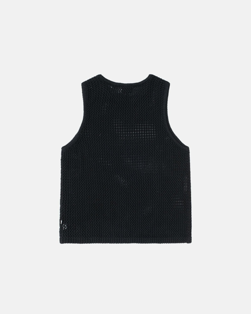 Black Stussy O'Dyed Heavyweight Mesh Men's Tanks | USA000967