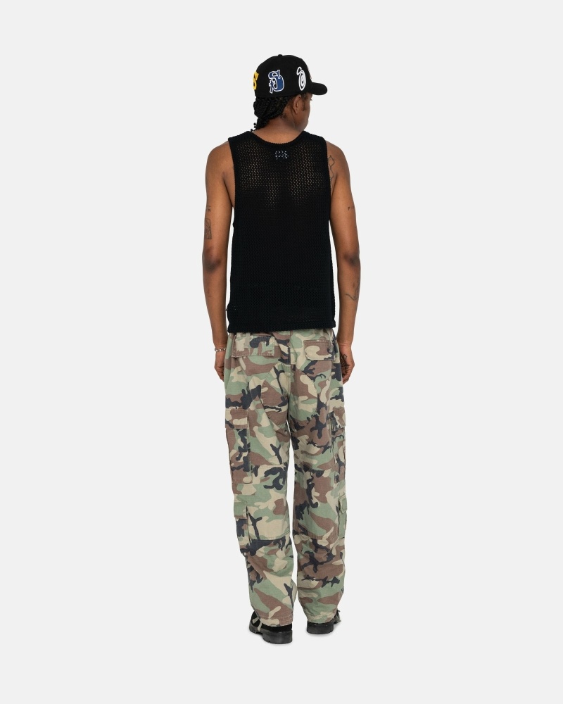 Black Stussy O'Dyed Heavyweight Mesh Men's Tanks | USA000967