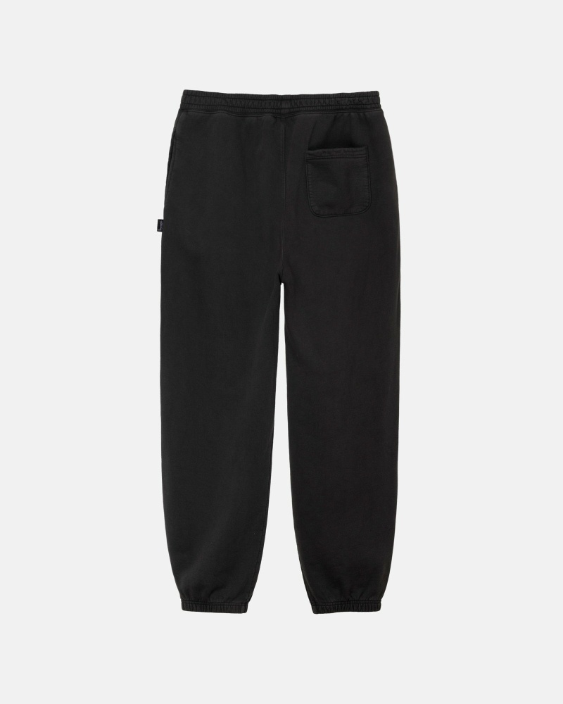 Black Stussy Pigment Dyed Men's Fleece Pants | USA000567