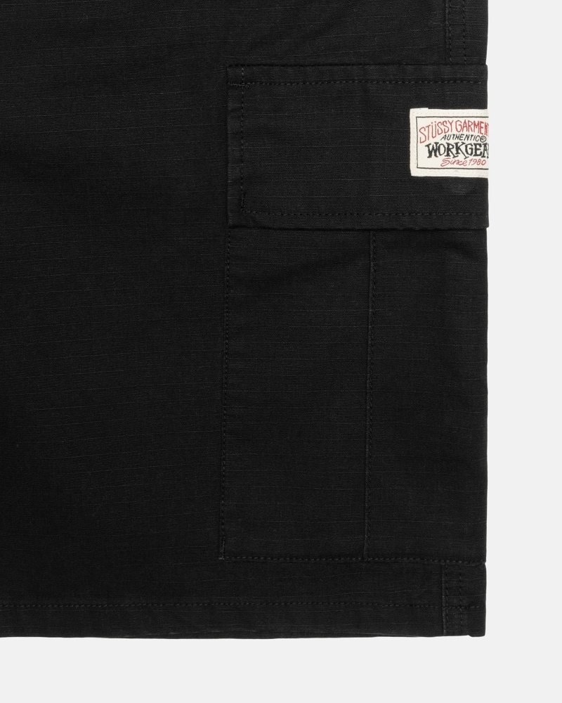 Black Stussy Ripstop Cargo Men's Shorts | USA000671