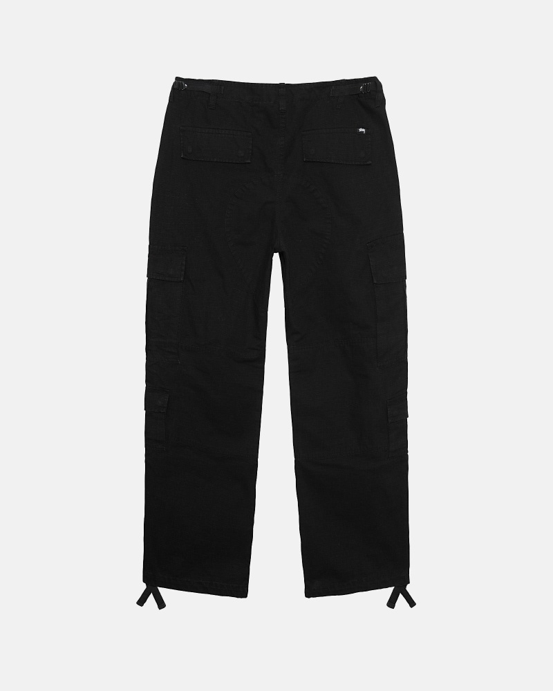 Black Stussy Ripstop Surplus Men's Cargo Pants | USA000590