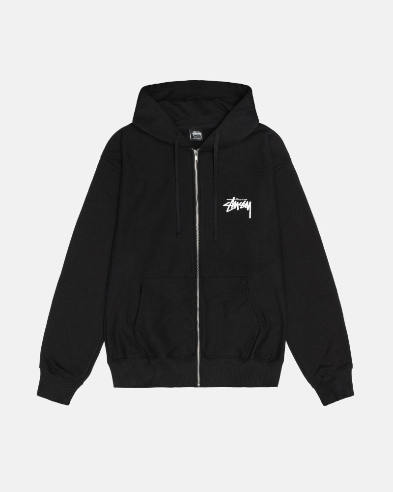 Black Stussy Shattered Zip Men's Hoodies | USA000062