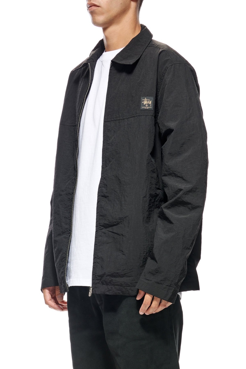 Black Stussy Sid Taslon Men's Jackets | USA000360