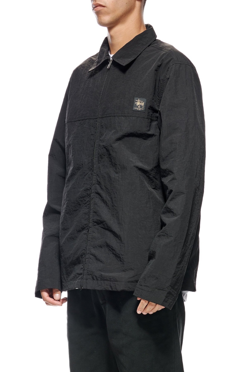 Black Stussy Sid Taslon Men's Jackets | USA000360