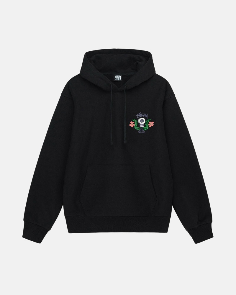 Black Stussy Skull Crest Men's Hoodies | USA000066