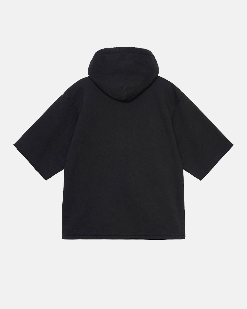 Black Stussy Ss Boxy Cropped Men's Hoodies | USA000071