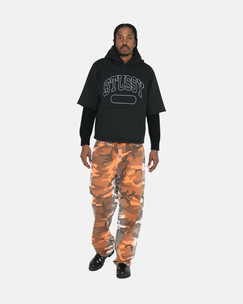 Black Stussy Ss Boxy Cropped Men's Hoodies | USA000071