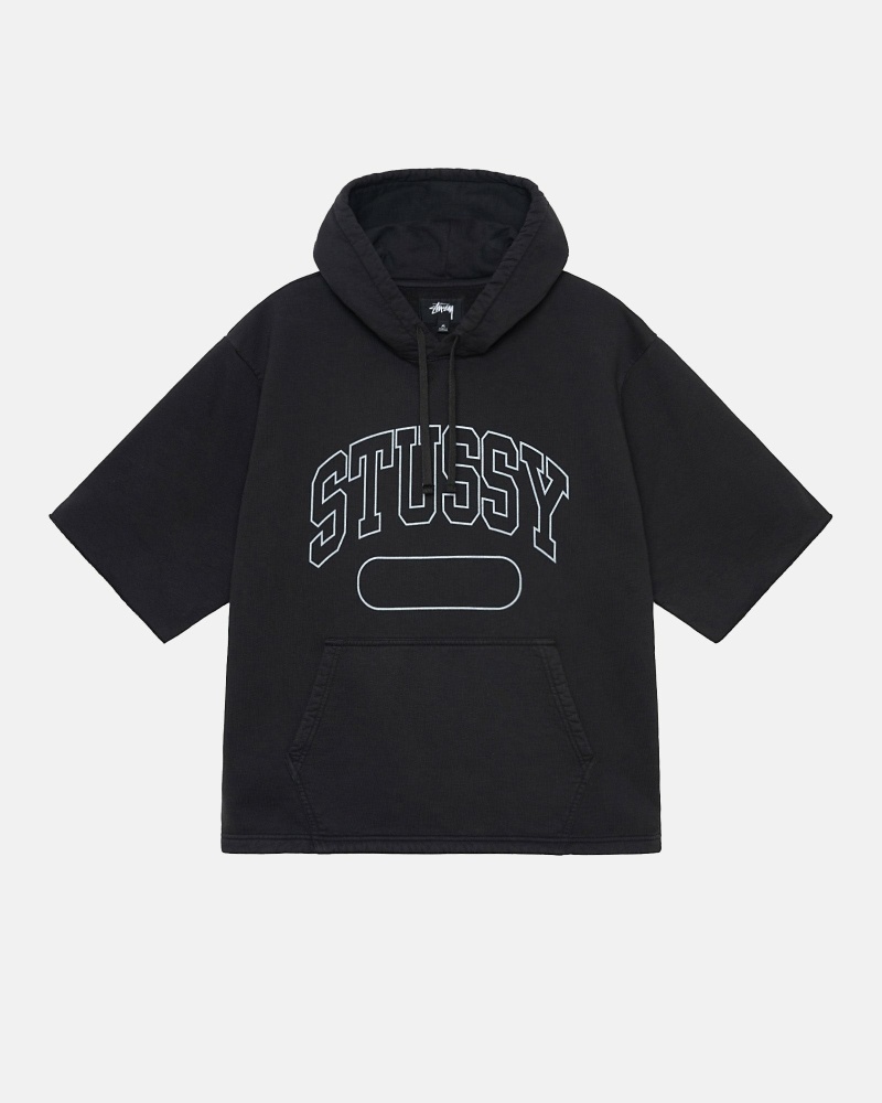 Black Stussy Ss Boxy Cropped Men\'s Hoodies | USA000071