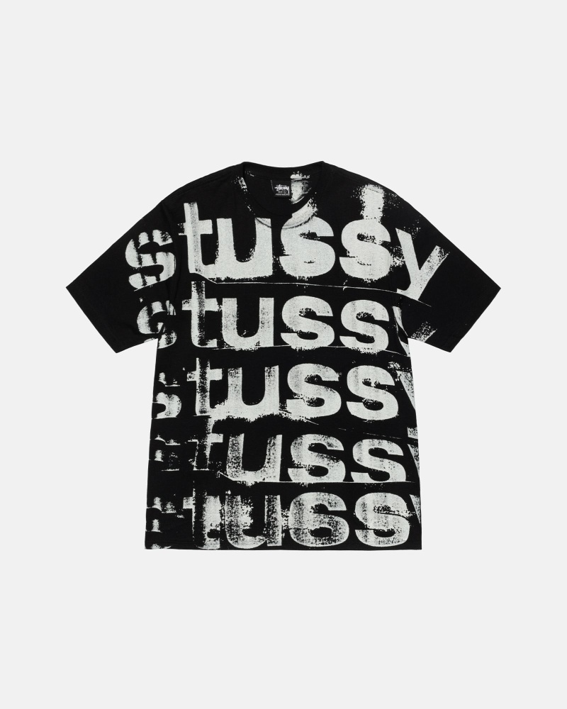 Black Stussy Stamp Men\'s T Shirts | USA000271