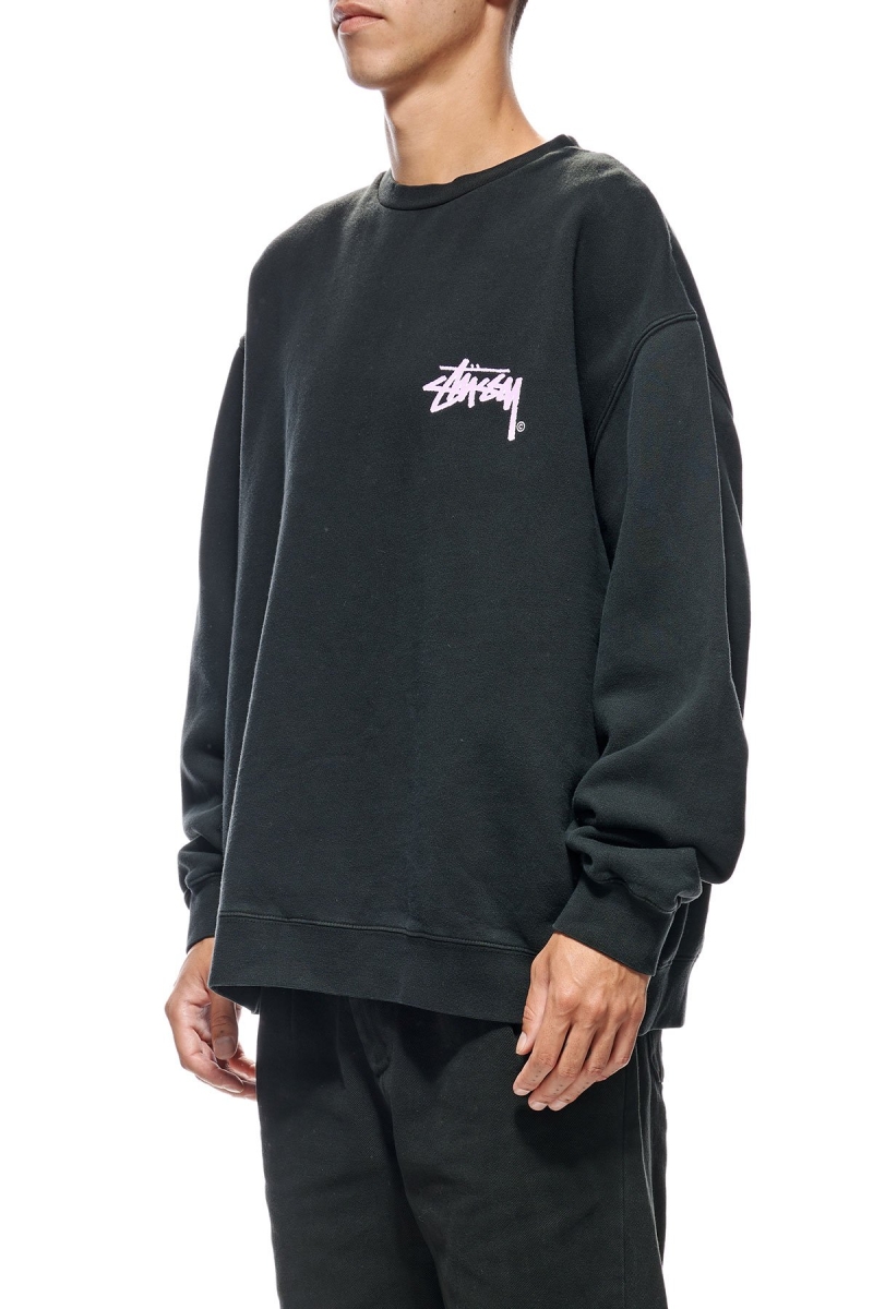 Black Stussy Stock Shadow Crew Men's Sweaters | USA000852