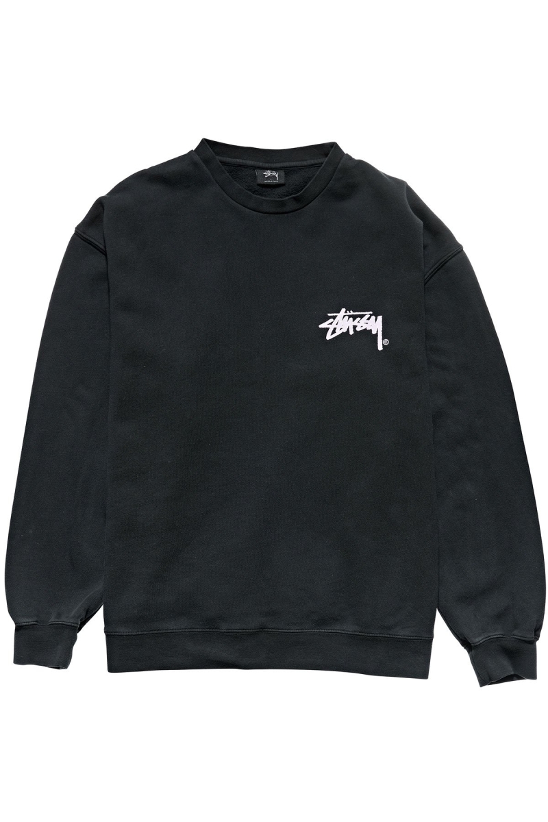 Black Stussy Stock Shadow Crew Men\'s Sweaters | USA000852