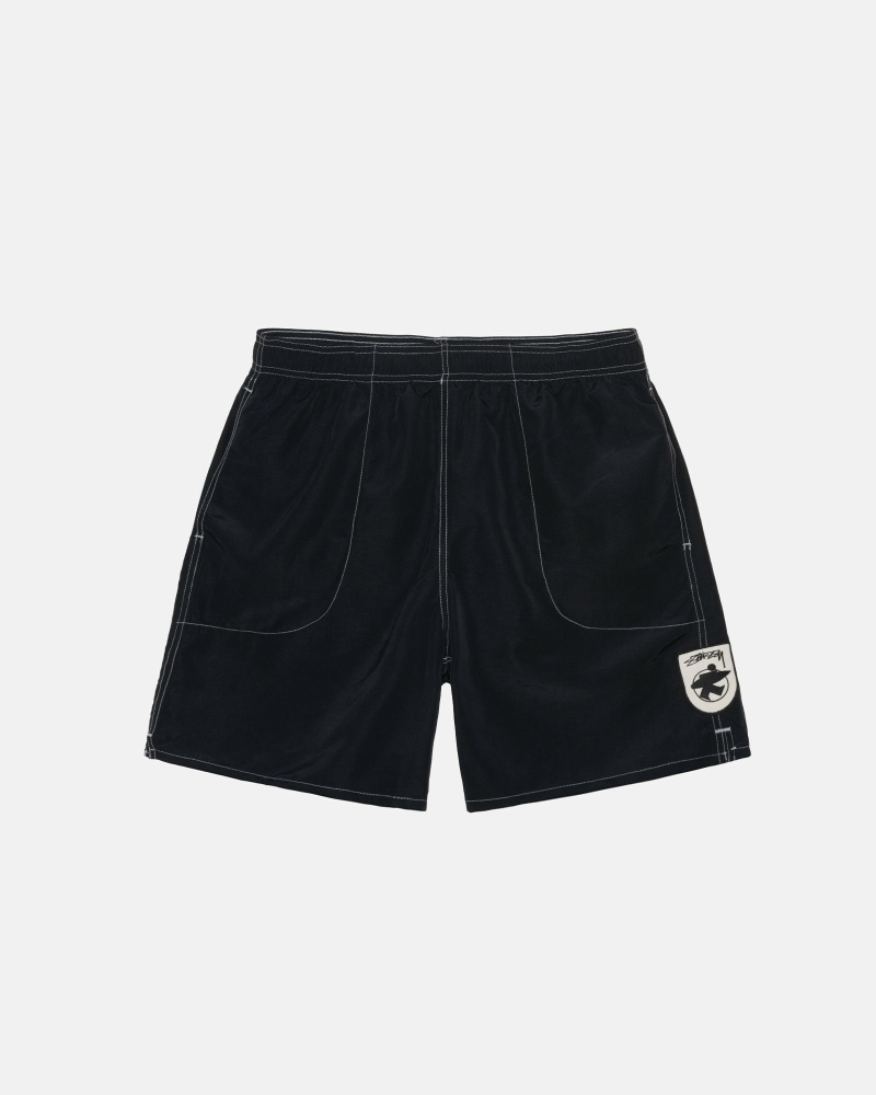 Black Stussy Surfman Patch Men\'s Shorts | USA000704