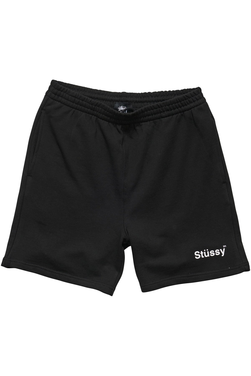 Black Stussy Text Fleece Short Men\'s Sportswear | USA000791