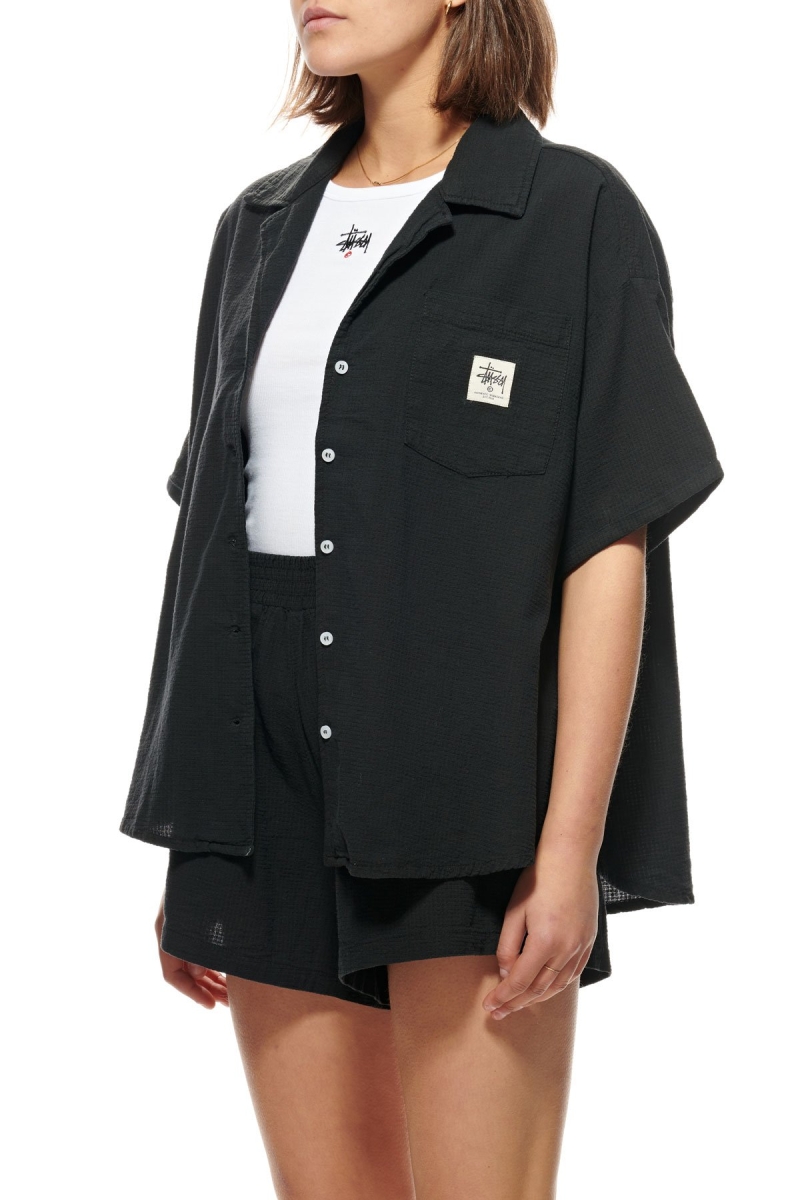 Black Stussy Vermont OS Shirt Women's Sportswear | USA000803