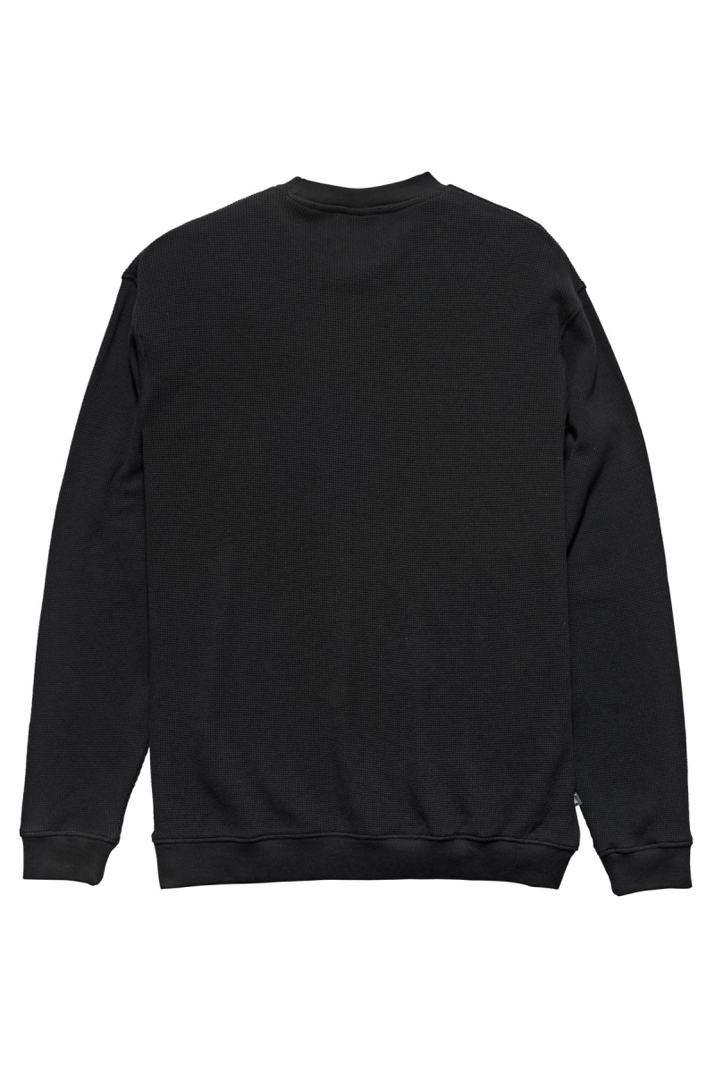 Black Stussy Workwear Waffle Crew Men's Sweaters | USA000863