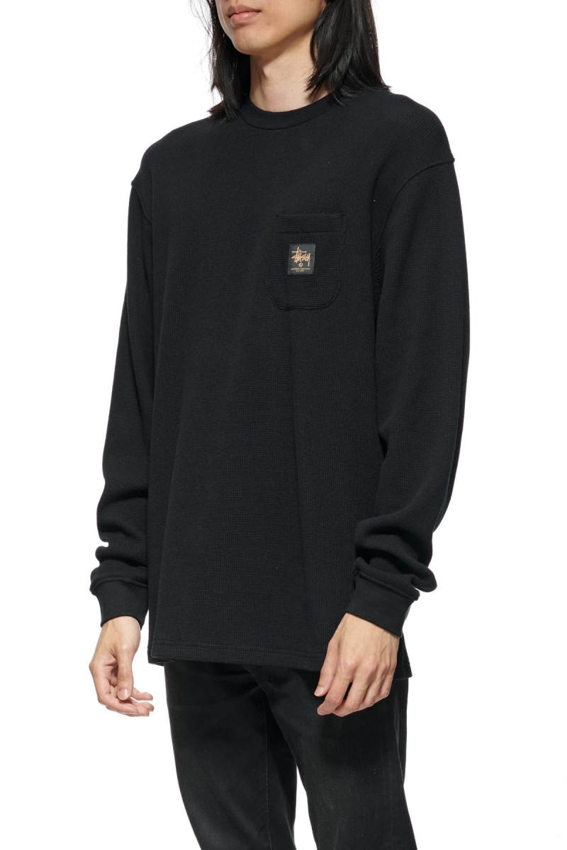 Black Stussy Workwear Waffle Men's Sweatshirts | USA000962