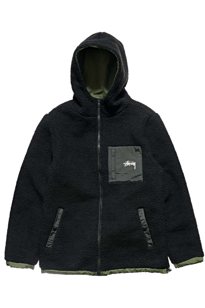 Black Stussy World Tour Reversible Men's Jackets | USA000367