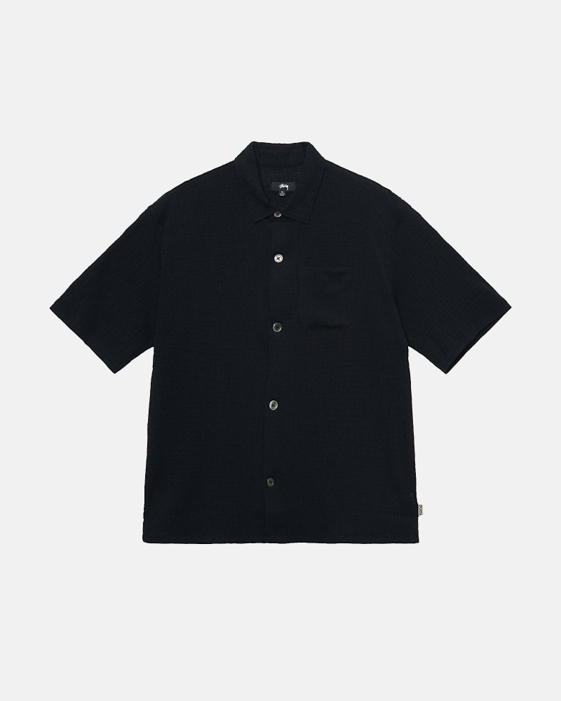 Black Stussy Wrinkly Gingham Ss Men\'s Shirts | USA000334