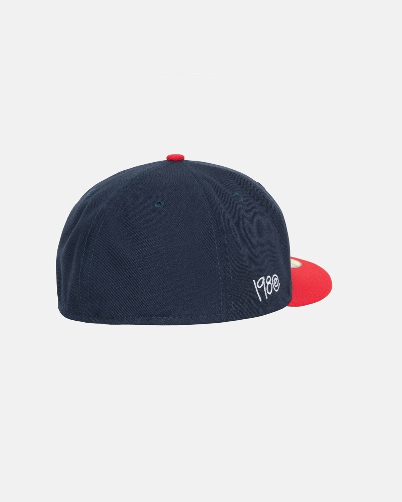 Blue Red Stussy Curly S 59Fifty New Era Men's Caps | USA000433