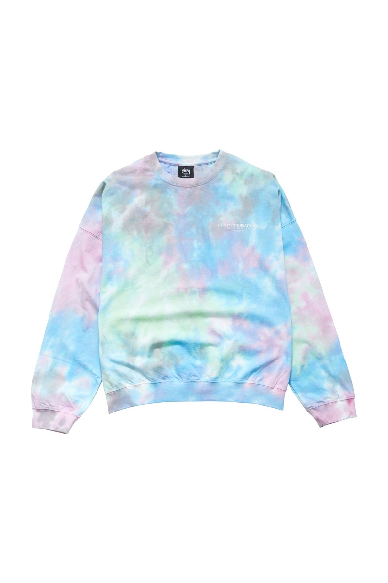 Blue Stussy Breeze Tie Dye Crew Women\'s Sweaters | USA000820