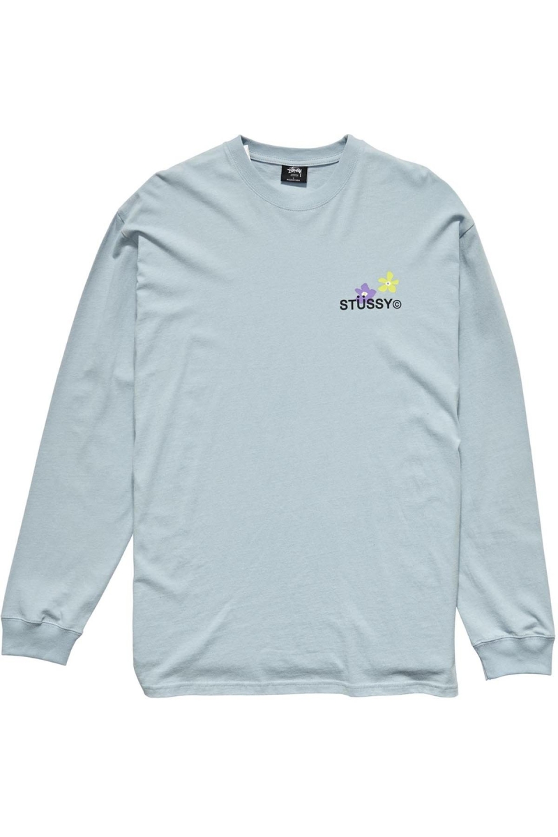 Blue Stussy City Flowers Men's Sweatshirts | USA000907