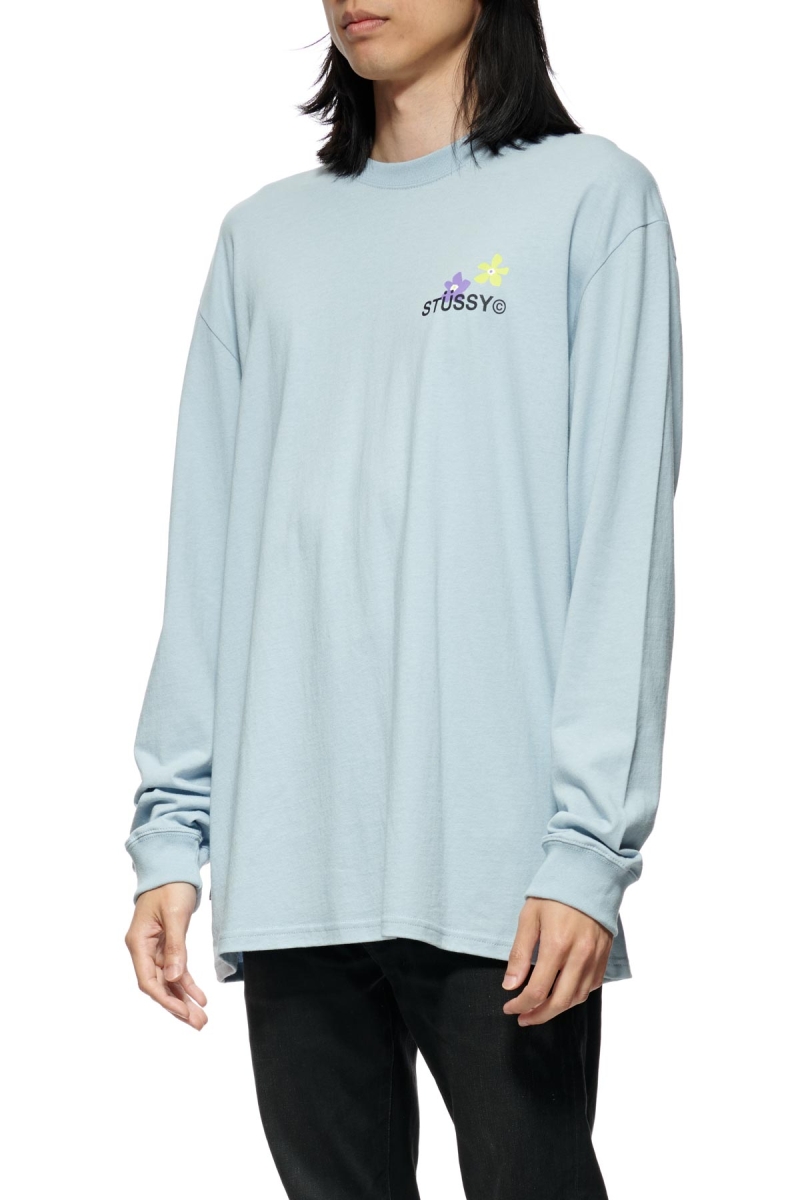 Blue Stussy City Flowers Men's Sweatshirts | USA000907