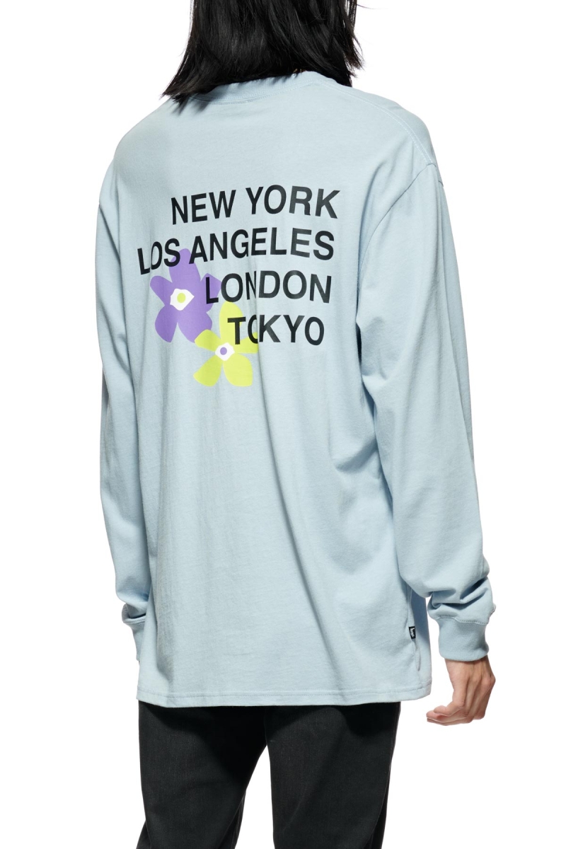 Blue Stussy City Flowers Men's Sweatshirts | USA000907