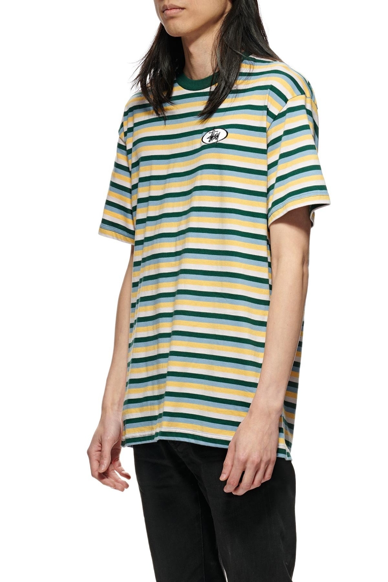 Blue Stussy Classic Stripe SS Men's T Shirts | USA000129