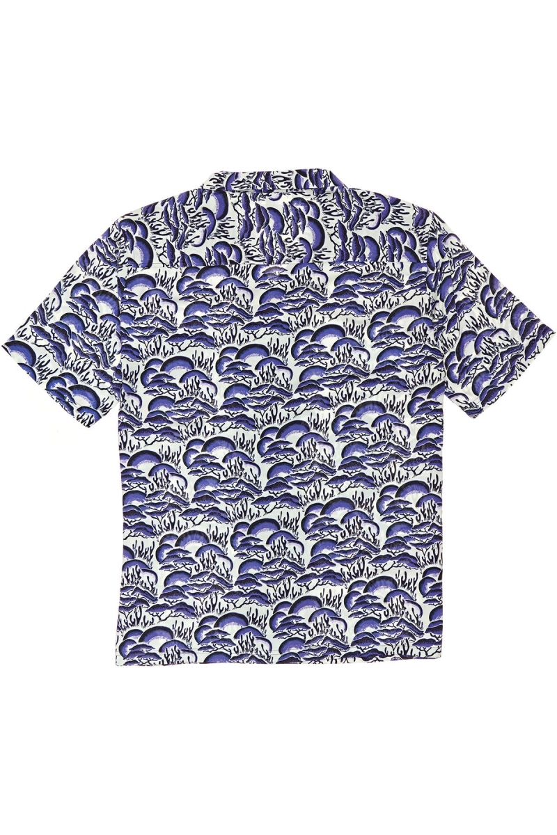 Blue Stussy Coral Pattern SS Men's Shirts | USA000301