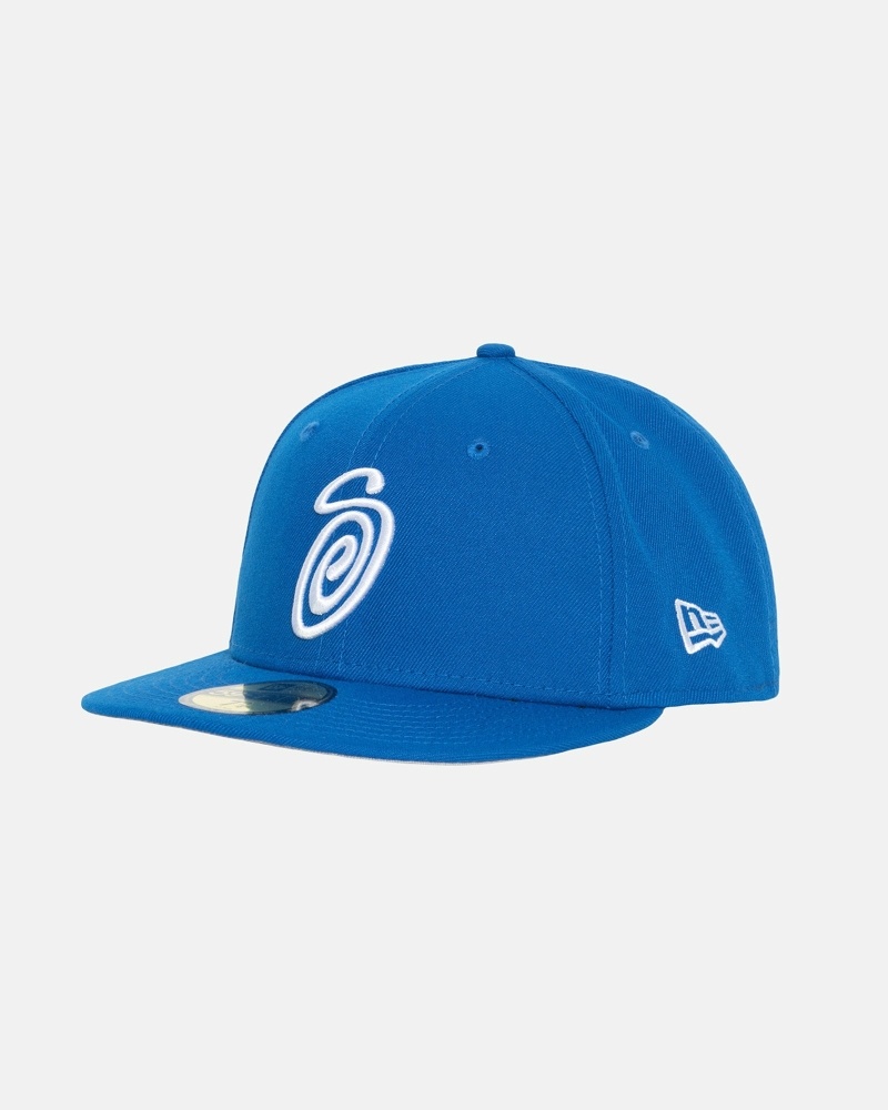 Blue Stussy Curly S 59Fifty New Era Men's Caps | USA000432