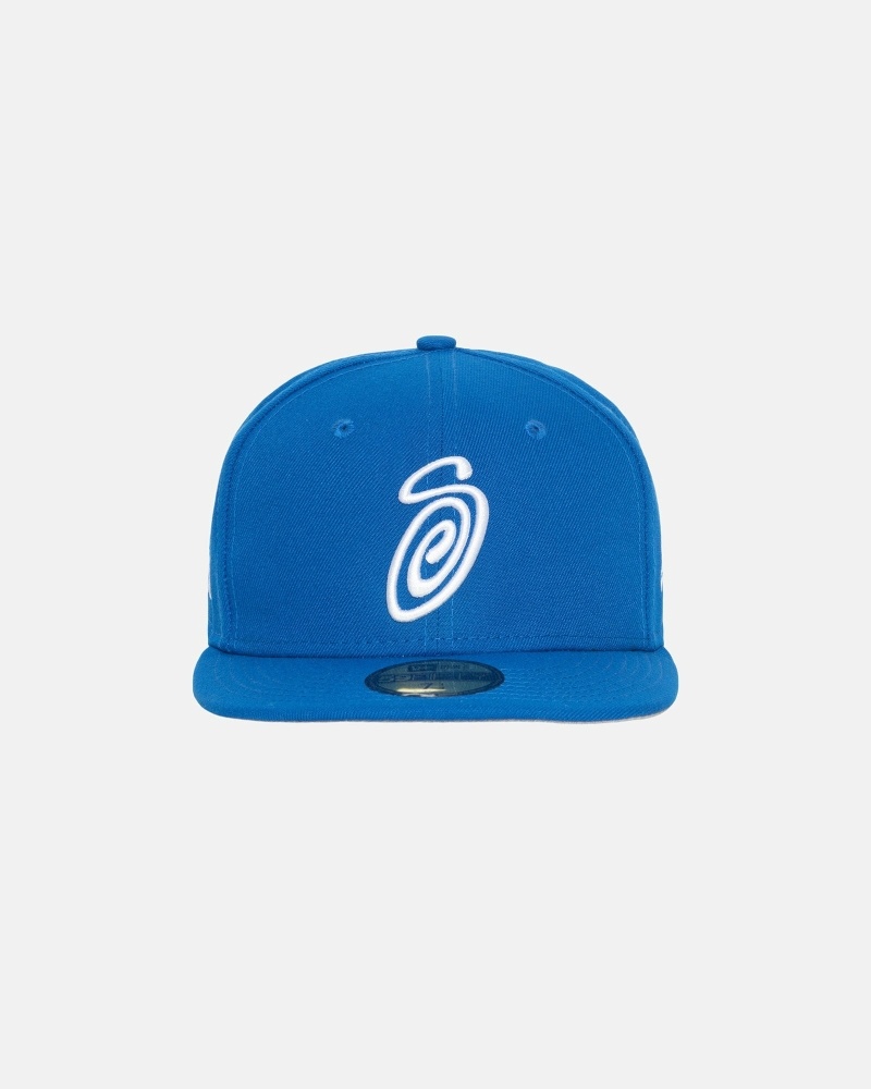 Blue Stussy Curly S 59Fifty New Era Men\'s Caps | USA000432