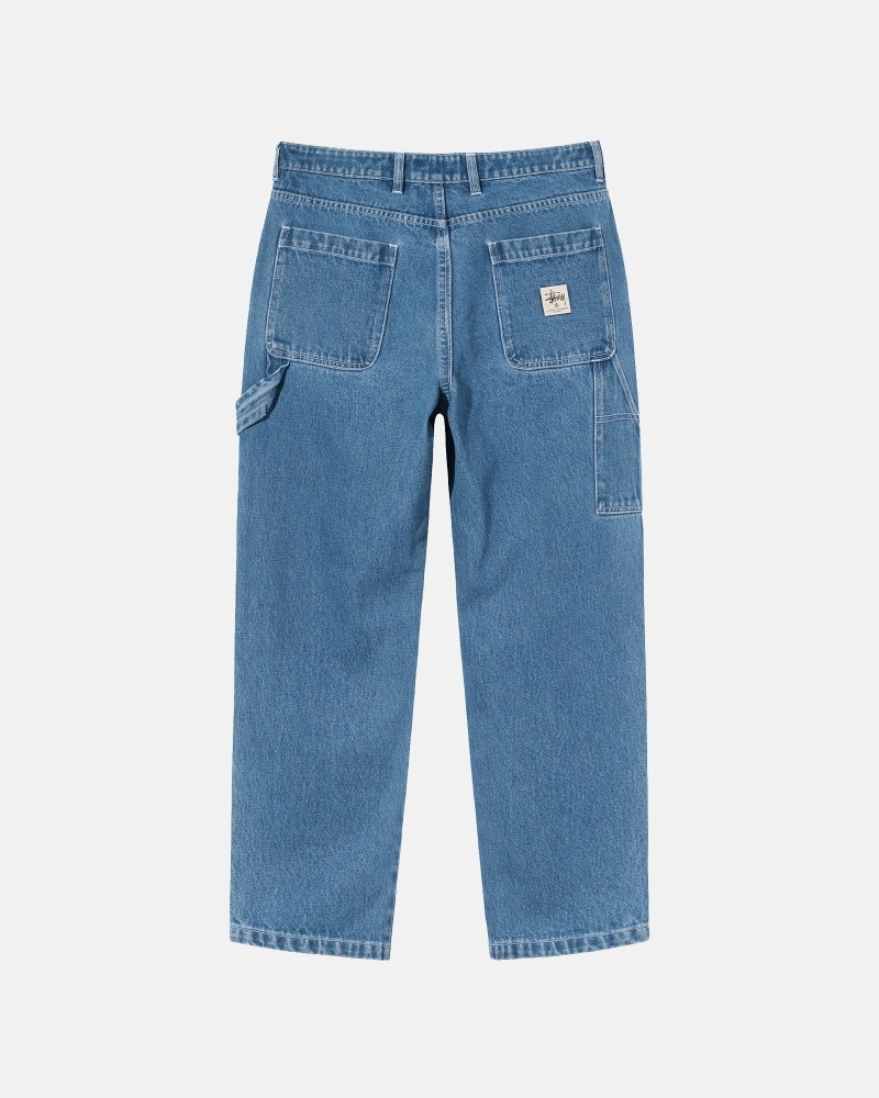 Blue Stussy Denim Men's Work Pants | USA000556