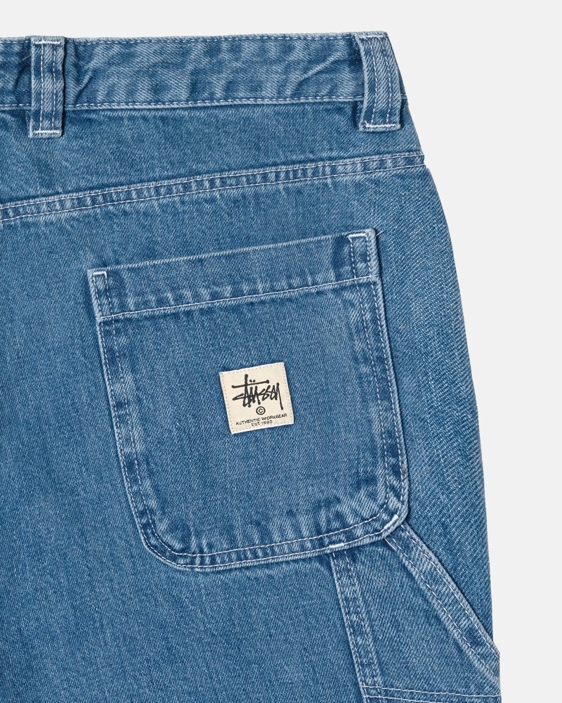 Blue Stussy Denim Men's Work Pants | USA000556