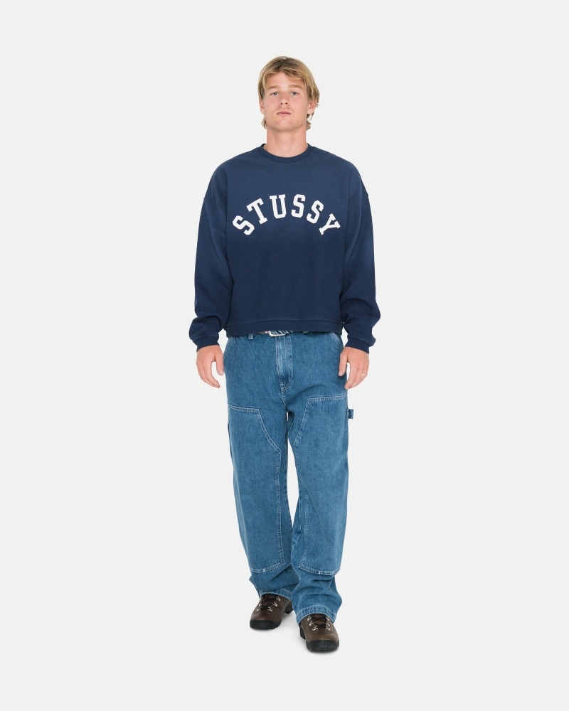 Blue Stussy Denim Men's Work Pants | USA000556