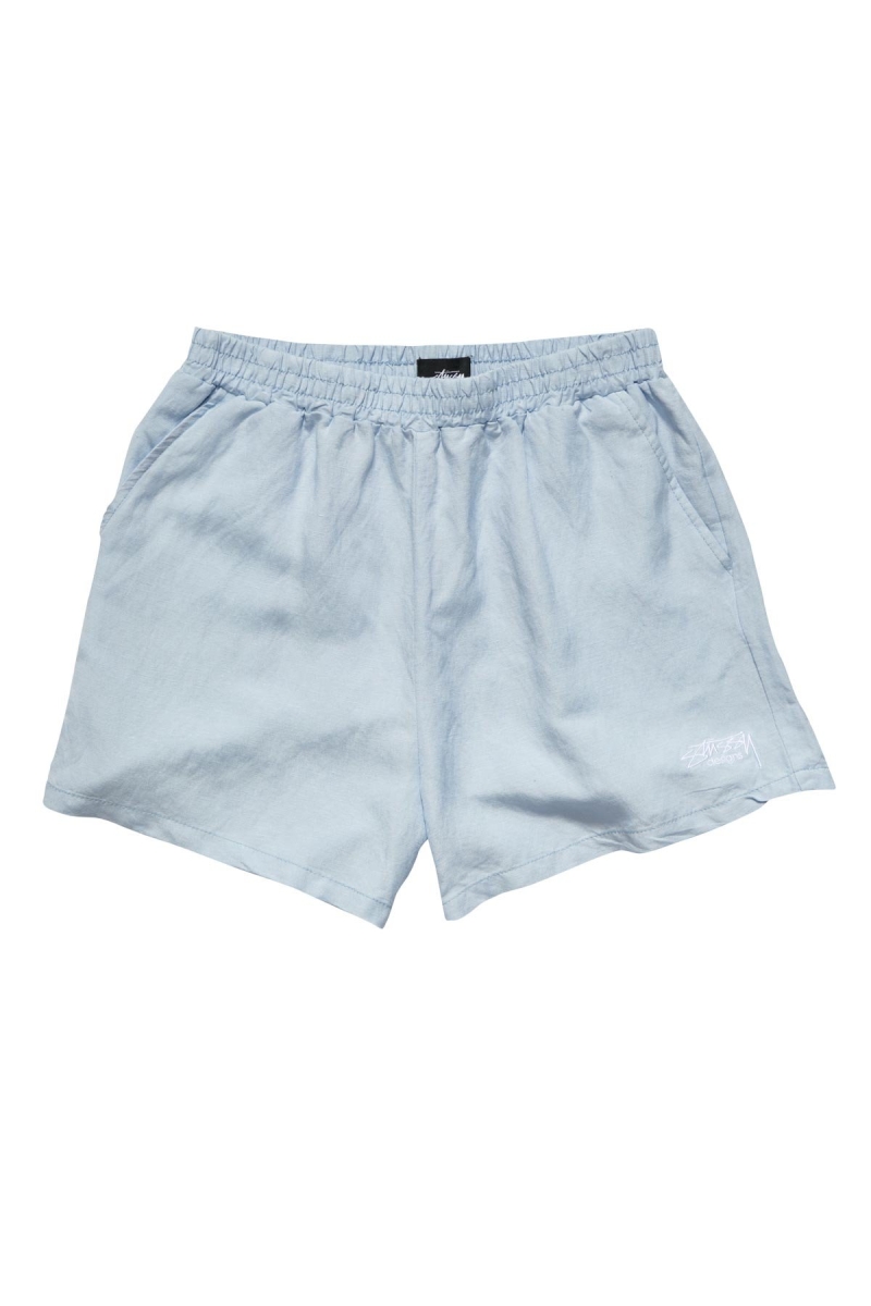 Blue Stussy Designs Linen Short Women\'s Shorts | USA000640