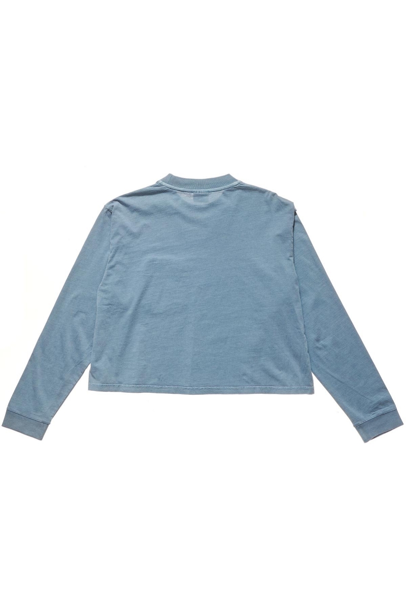 Blue Stussy Graffiti Pigment LS Boxy Women's Sweatshirts | USA000922